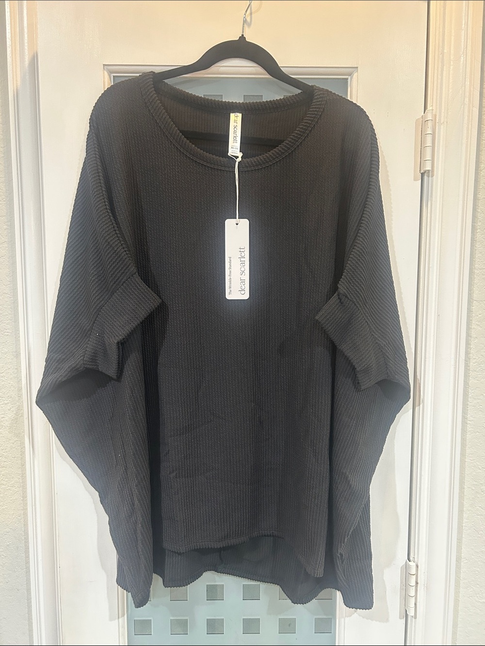 Dear Scarlett Black Relaxed Waffle Knit Top